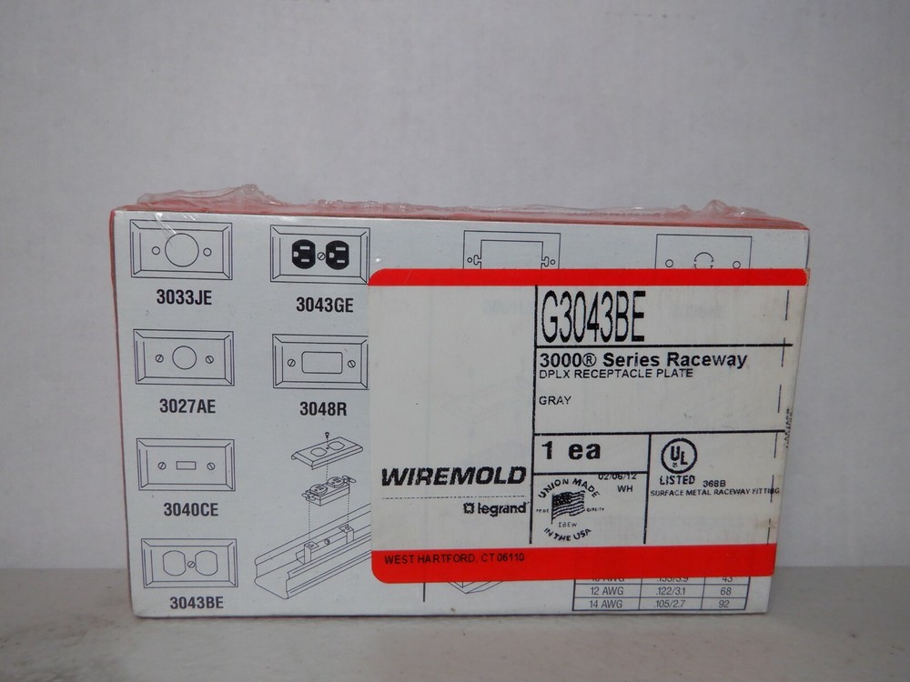 Wiremold G3043BE, Duplex Receptacle, Gray