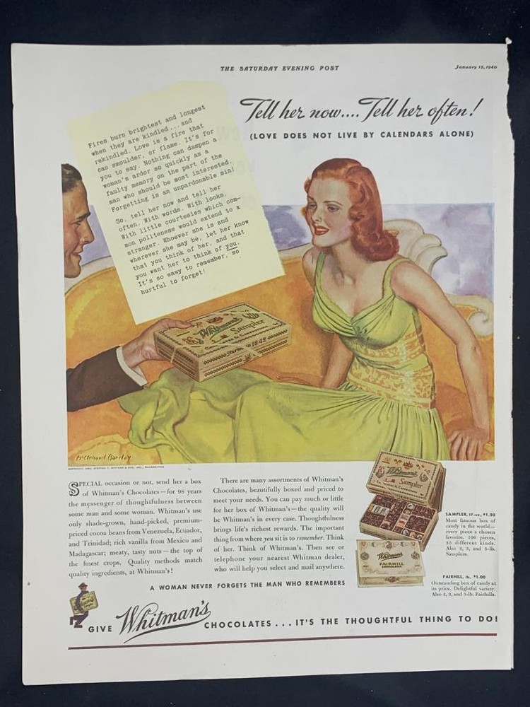 Magazine Ad* - 1940 - Whitman's Chocolates