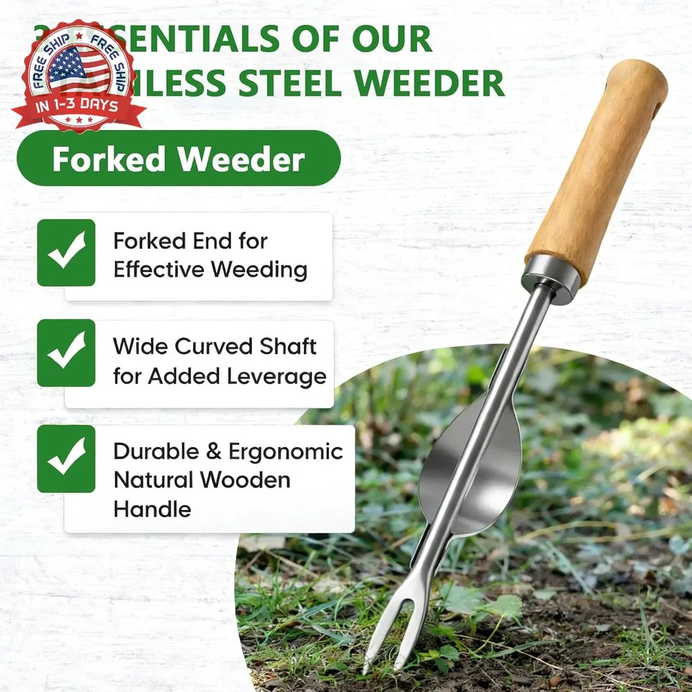 Weed Puller Tool, 2 Pack Garden Tools with 4 Teeth Weed Puller and Uprooting Wee