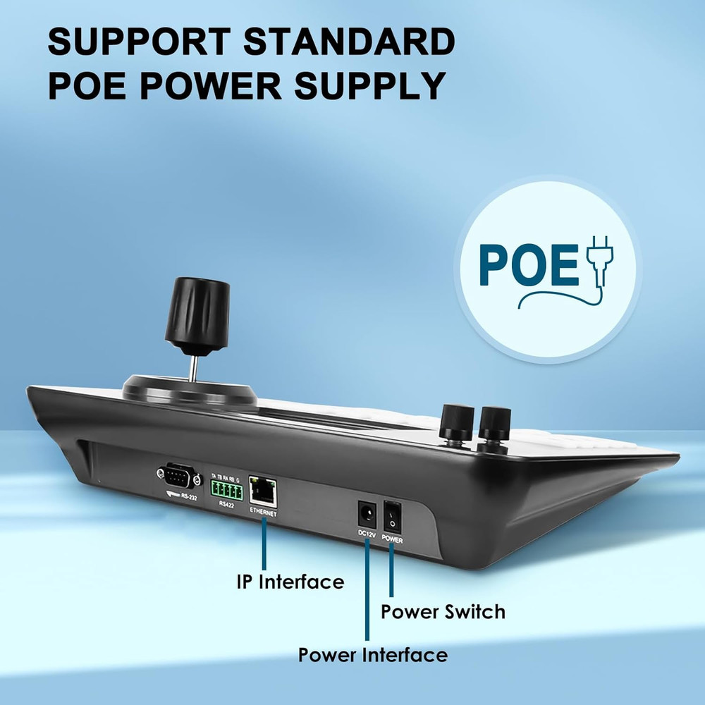 PTZ Controller,Camera Controller POE Network 4D Joystick Decoding Keyboard with