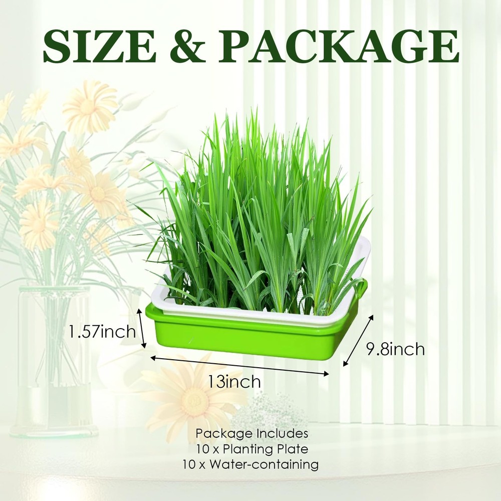 10Pack Seed Sprouter Tray Kit for Microgreens, Cat Grass & Wheatgrass