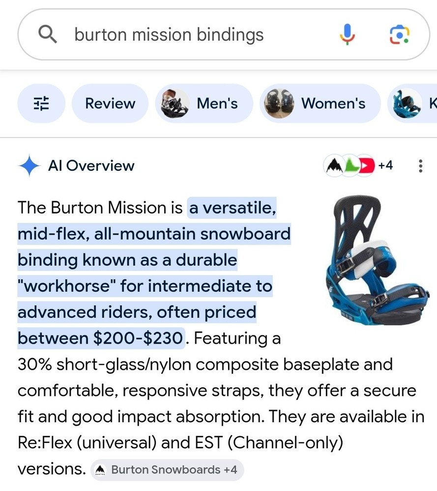 Burton Mission Snowboard Bindings Sz Large