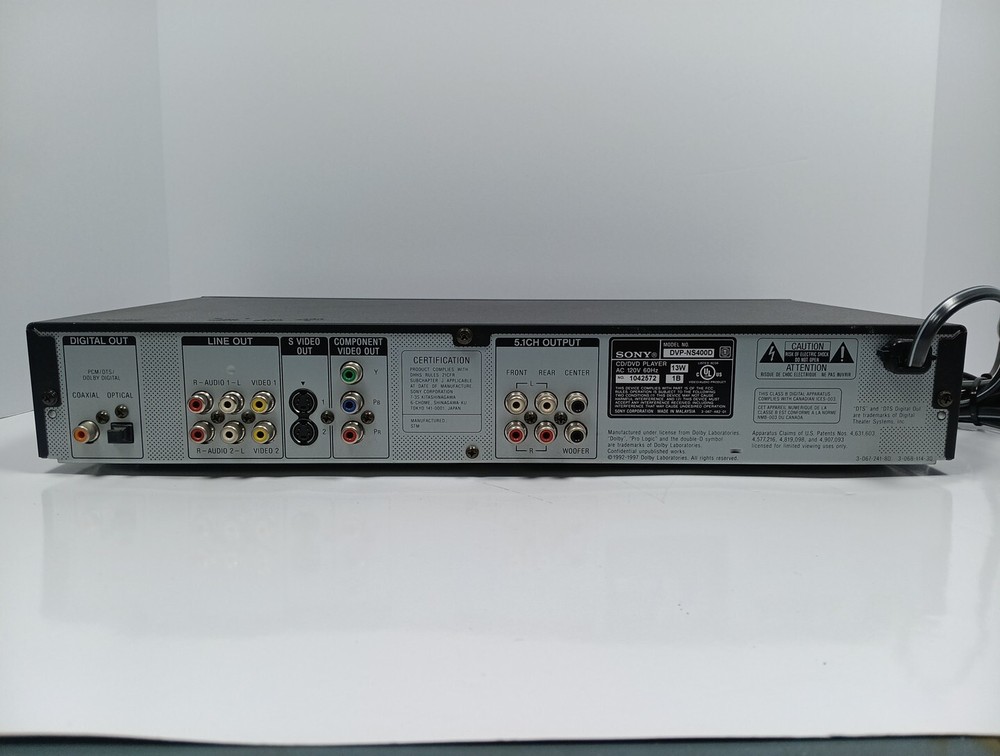 Sony DVD/CD/Video CD Player DVP-NS400D 5.1CH Decoder No Remote - Tested Works