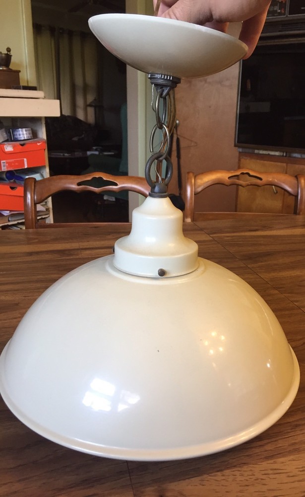 Used Progress Lighting Hanging Cream Colored Light W/ Globe & Mount