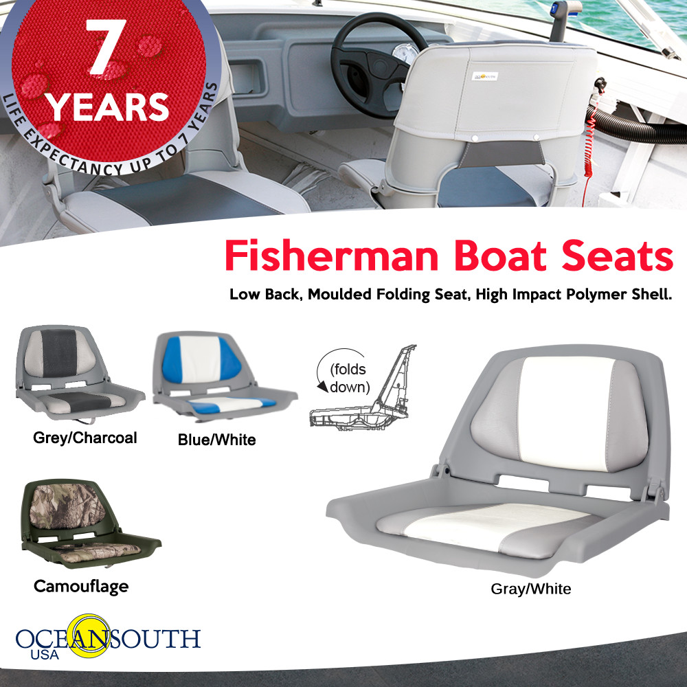 Oceansouth Fisherman Folding Boat Seat - Gray/White
