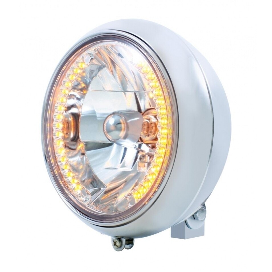 7" Motorcycle Headlight w/ 34 Amber LED Bulb