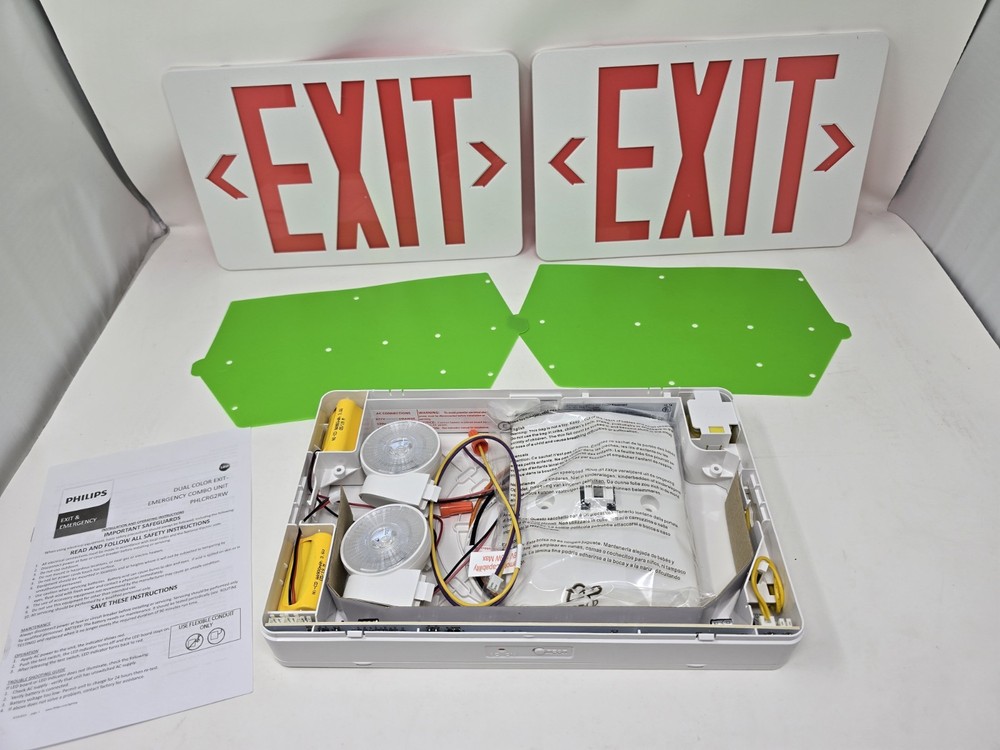 🔴Philips 2-Light Thermoplastic LED White Exit/Emergency Combo 🔴NEW-OPEN BOX🔴1