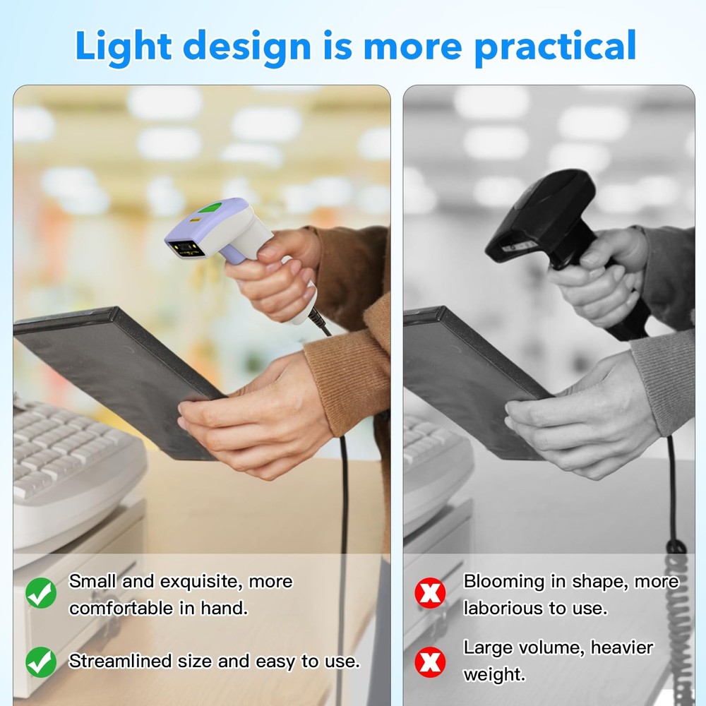 USB 1D Barcode Scanner Handheld Wired CCD Laser Reader Support Screen Scan