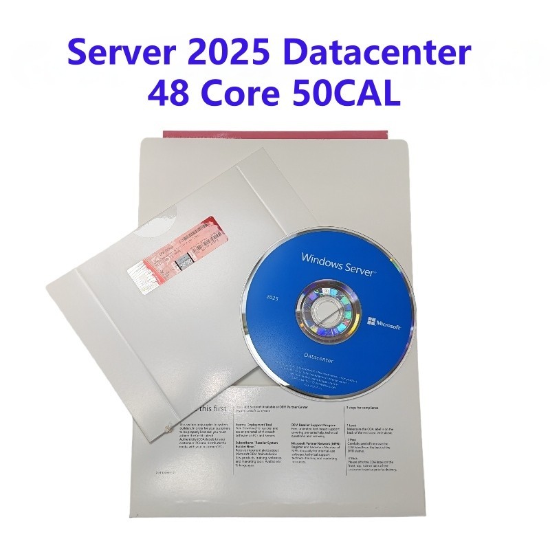 Microsoft Windows server 2025 Datacenter 64Bit 48 Core 50CAL DVD & KEY sealed