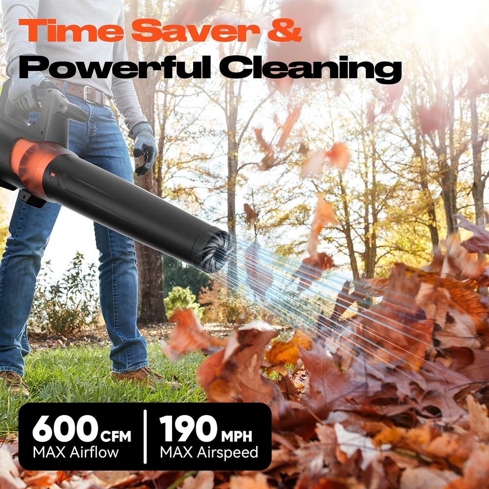 Cordless Leaf Blower Compatible with Dewalt 20V Max Battery, 600 CFM/190MPH, Bru