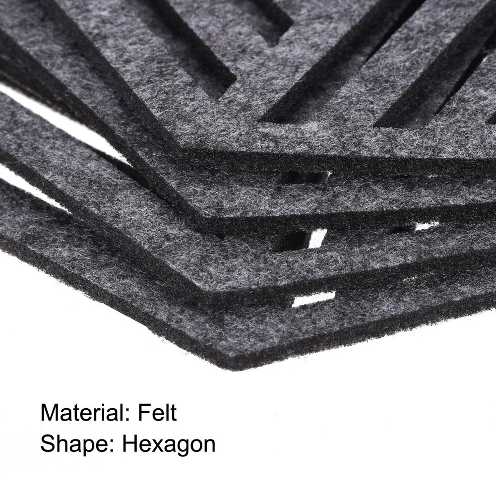 Felt Coasters 12pcs Hexagonal Mat Tampons Coasters, Grey