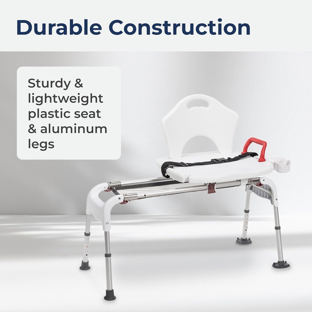 Folding Universal Sliding Transfer Bench - White