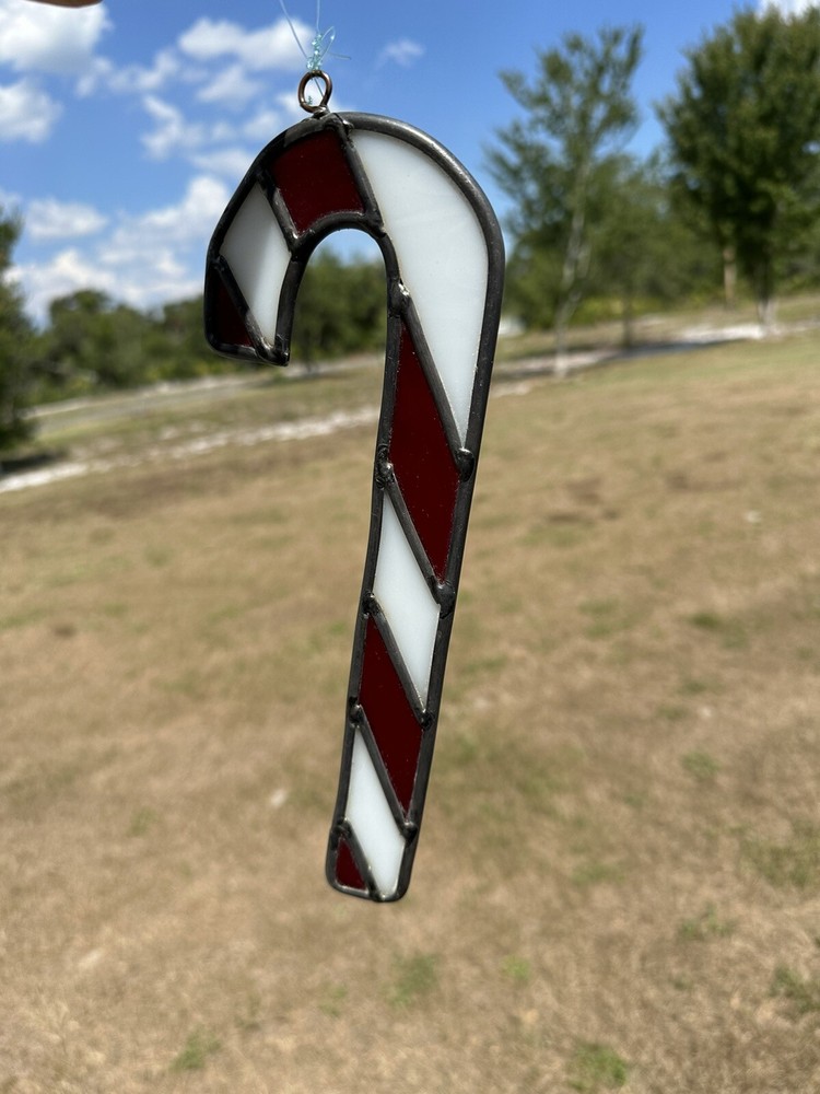 10” Stained Glass Candy Cane Suncatcher