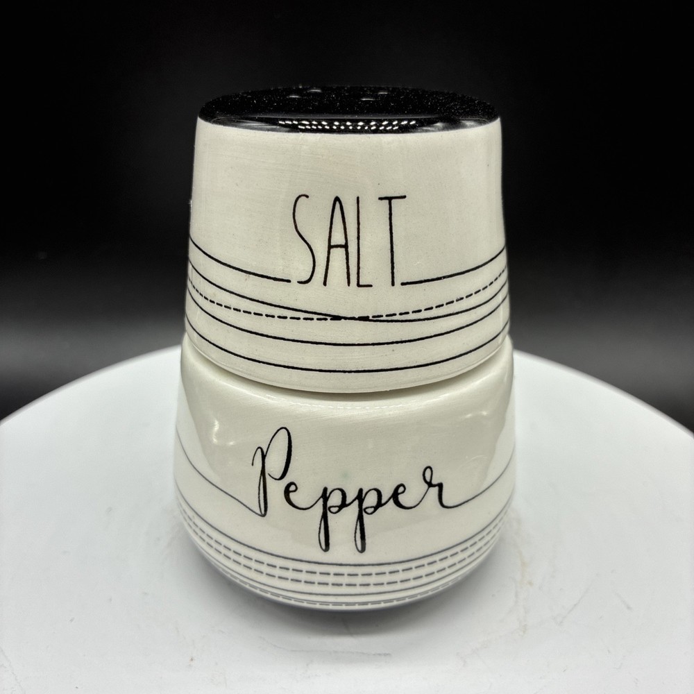 Young’s Stackable Salt and Pepper Cellar Ceramic Container Artisan White