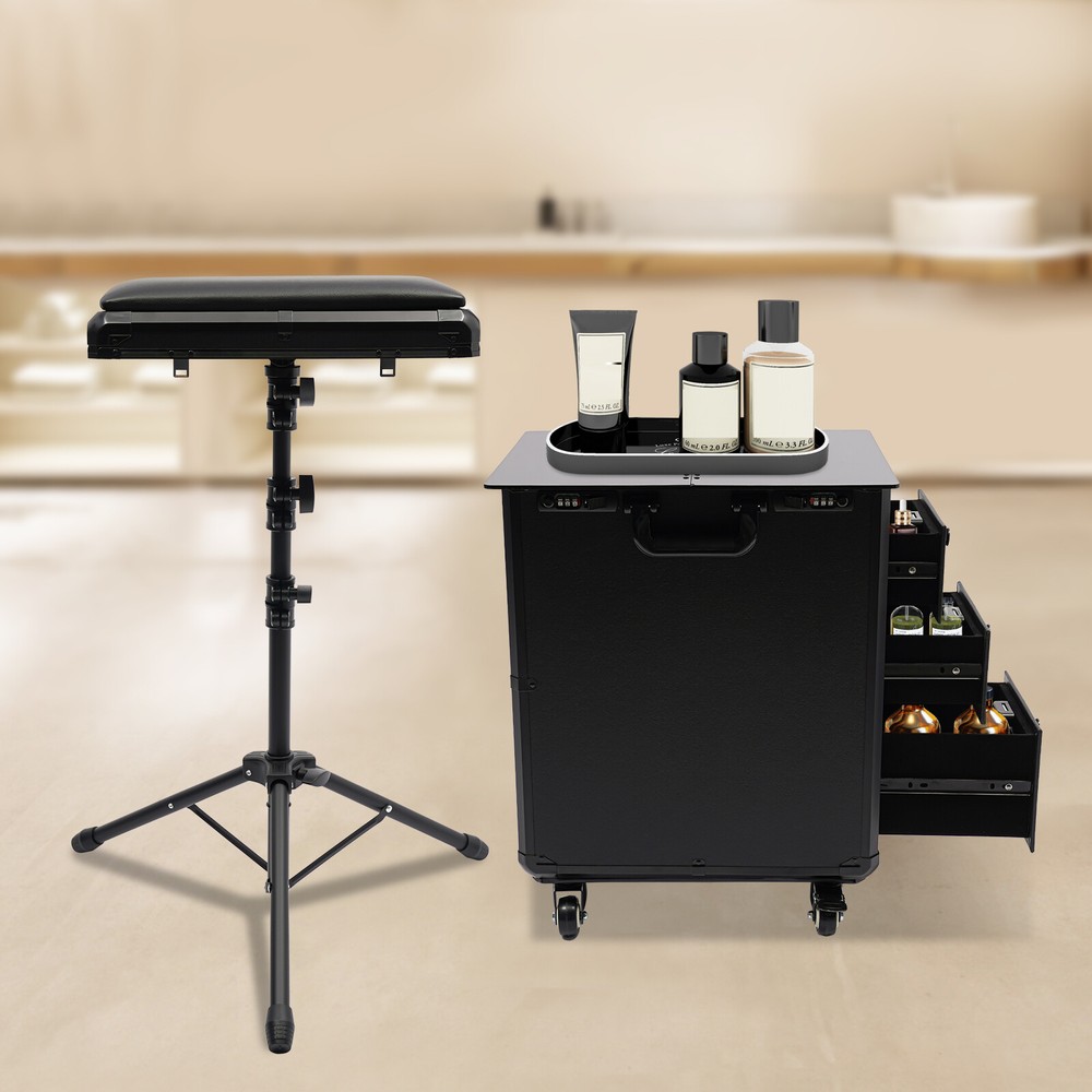 Rolling Makeup Case, Makeup Case with 4 Universal Wheels Combination Lock