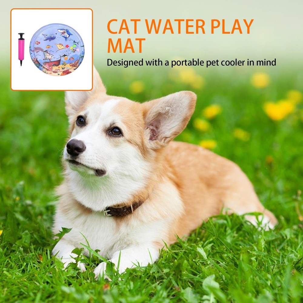 Cat Water Cooling Mat Round Interactive Cat Cooling Pad Play Bed