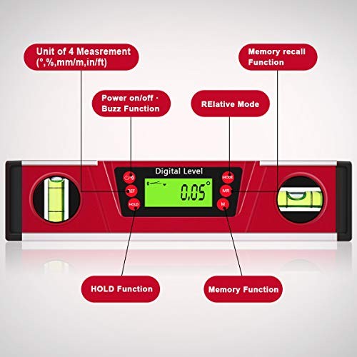 Digital Level and Protractor, 10 Inch IP54 Protected Electronic Bubble