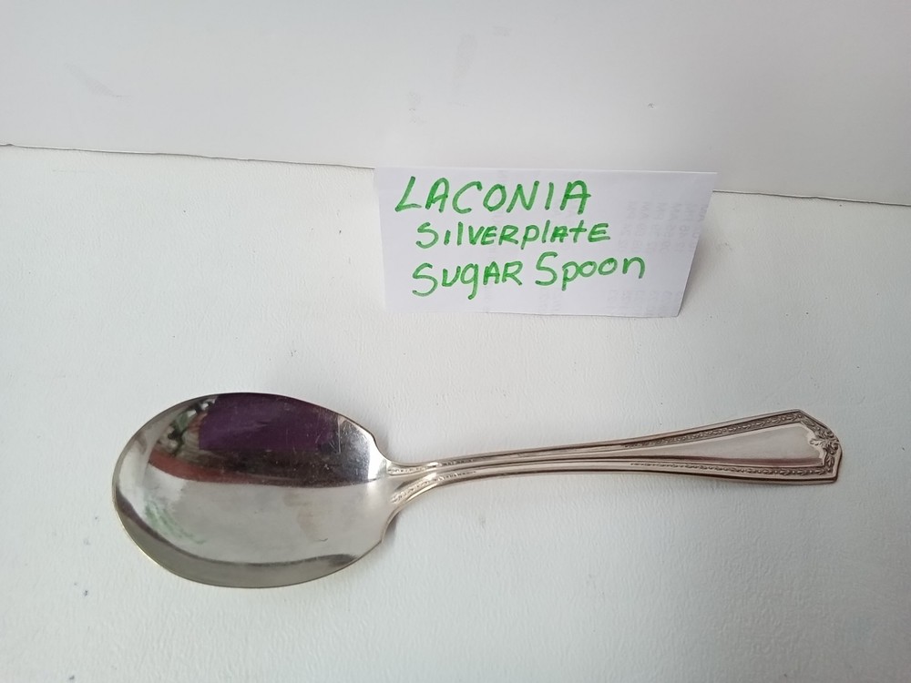 LACONIA SILVERPLATED SUGAR SPOON SILVERWARE PIECE GREAT SHAPE SEE