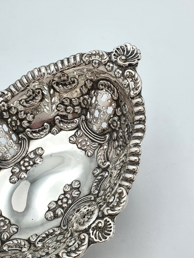 Lovely Antique Victorian Solid Silver Basket 1900 – Ornate Edwardian Silver Dish