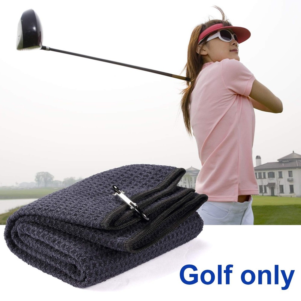 2 Pack 16" x 24" Tri-fold Golf Towel Set, Microfiber Fabric Waffle Pattern To...