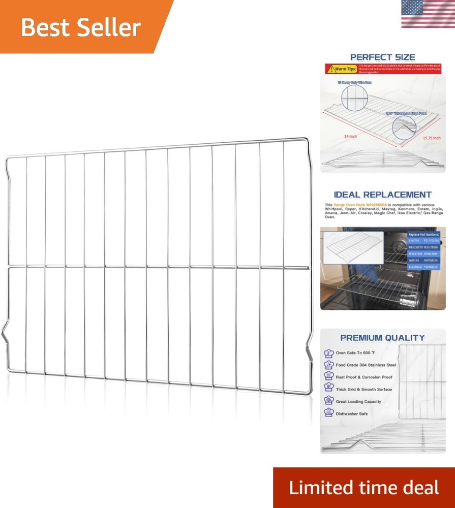 Durable Replacement Oven Rack for Whirlpool Models - Dishwasher Safe, 1 Pack