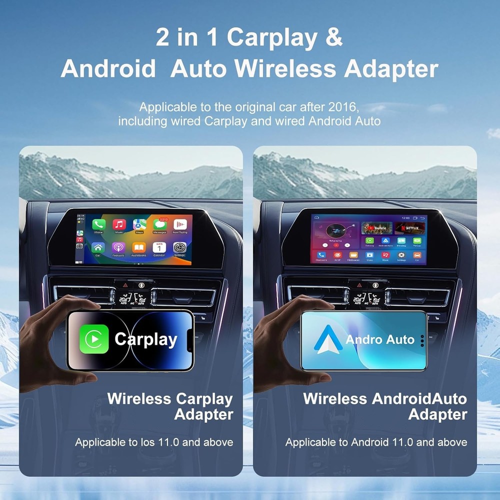 Wireless Carplay Adapter Ai Box for iPhone & Android Auto with YouTube Supports