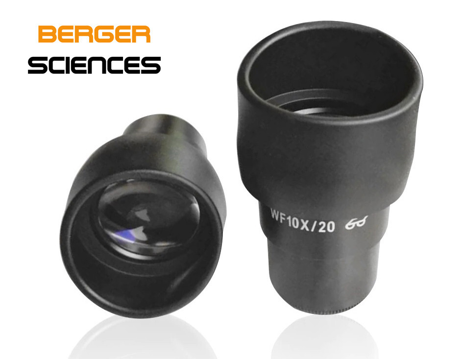 Pair WF 10X/20mm High-Eyepoint Biological Microscope Eyepieces with Eye Guards