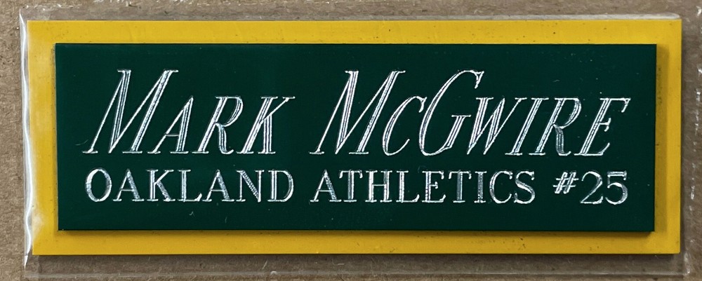 MARK MCGWIRE A's NAMEPLATE FOR AUTOGRAPHED SIGNED Baseball Display CUBE CASE