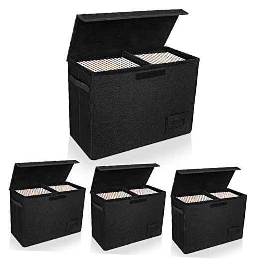 4-Pack Comic Book Storage, Collapsible Comic Book Case with 4 Pack Black