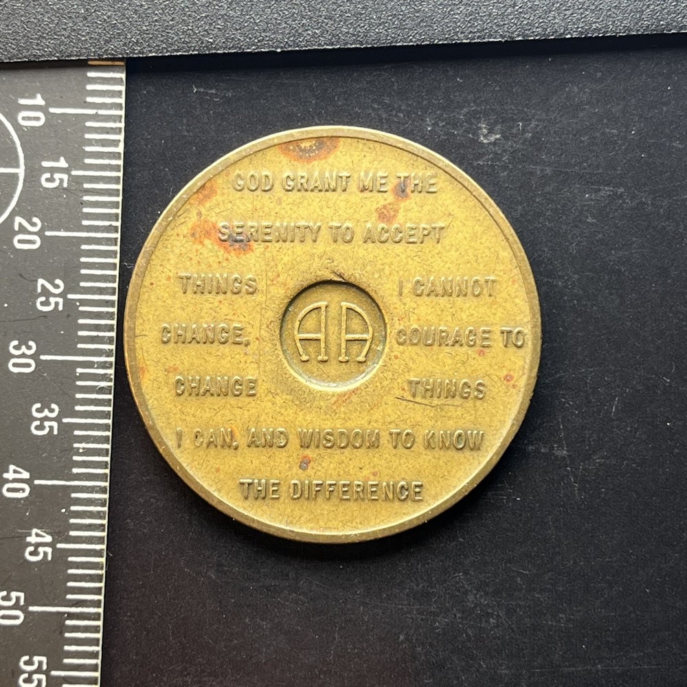 Alcoholics Anonymous AA Recovery Coin Token Triangle Unity Service Bronze Medal