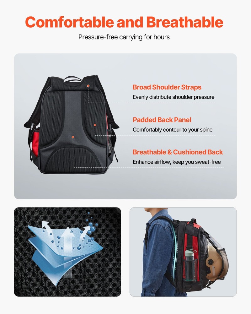 Welding Backpack 25.2L Welder Backpack for Tools Helmet 1680D High-Density