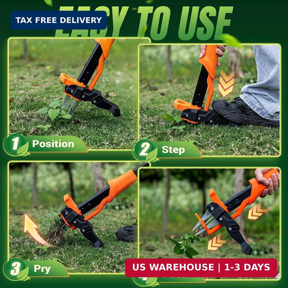 Weed Puller Tool - Stand Up Weed Puller with 4-Claw Steel Head, 39"-46" Retracta