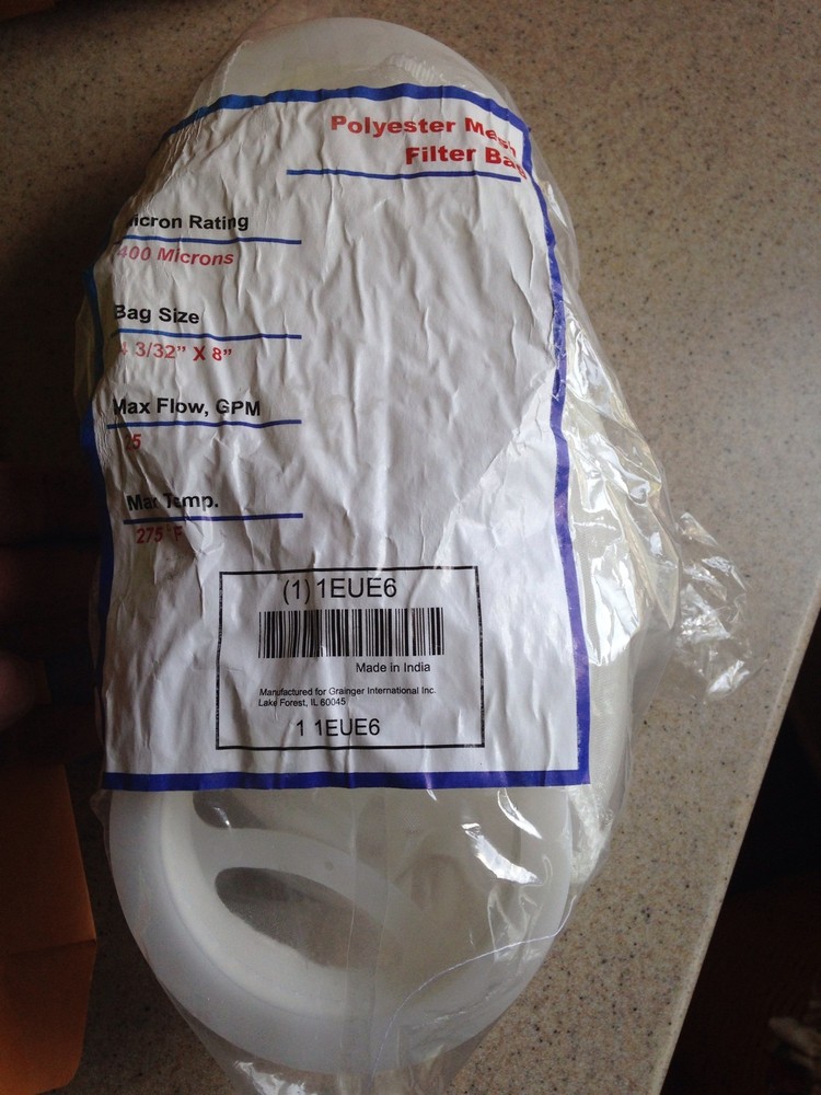 Filter Bag, Poly Mesh, 400 Microns, PK 5 - 1EUE6 Grainger 4 3/32 By 8