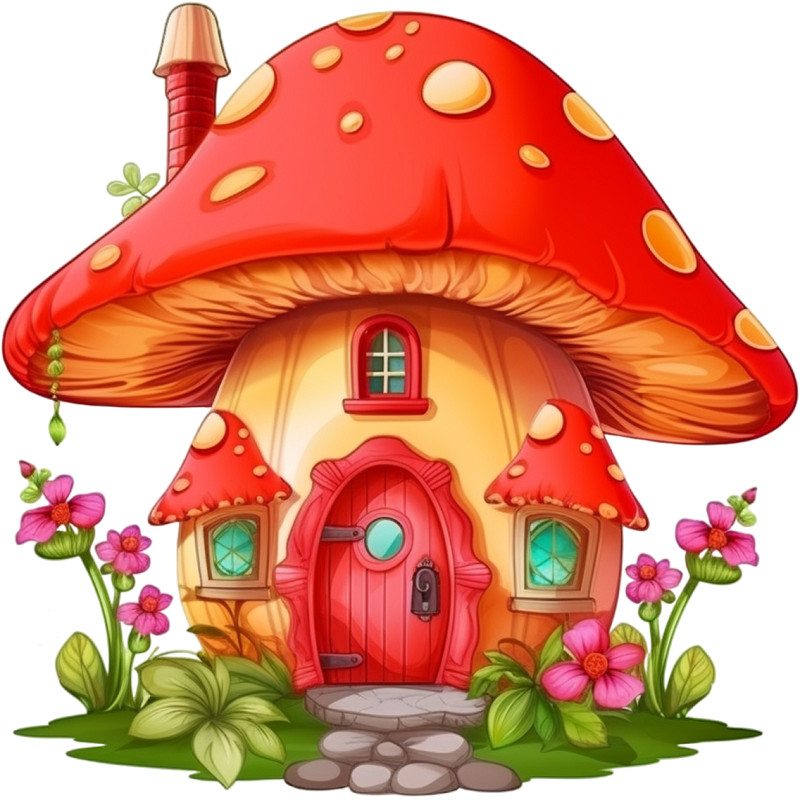 30 Custom Nice Mushroom House Personalized Address Labels