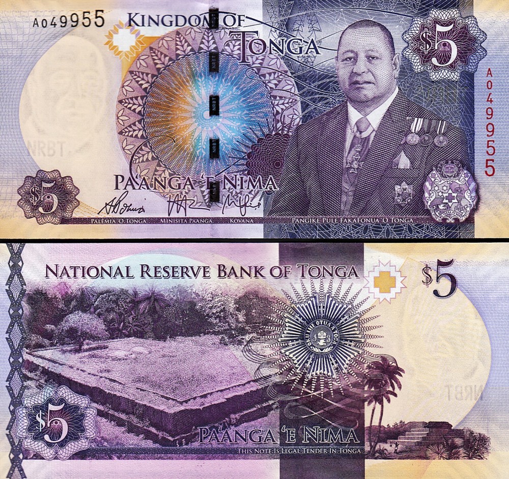 Tonga 5 Pa'anga 2015, UNC, 2 Pcs PAIR, Consecutive, P-45, Prefix A 00