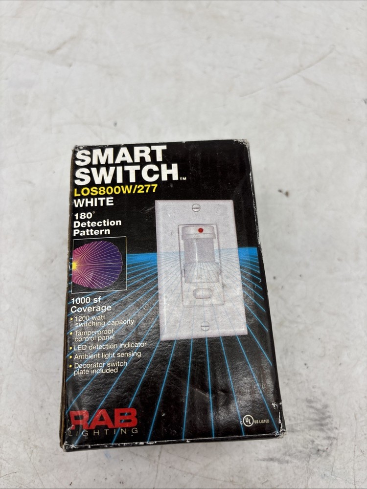 RAB Smart Switch Occupancy Sensor  LOS800W/277 White Wall Mount 1200w