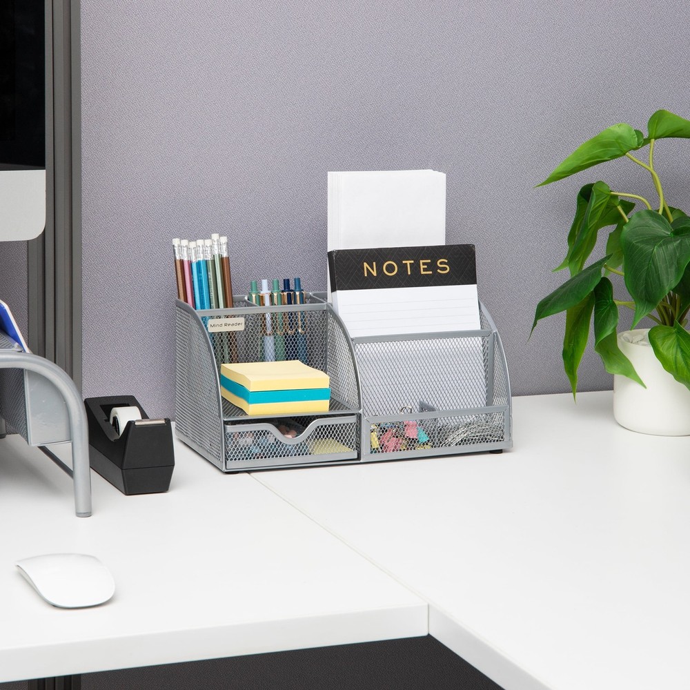 Desktop Organizer File Storage Accessory Storage Workspace Office Metal Black