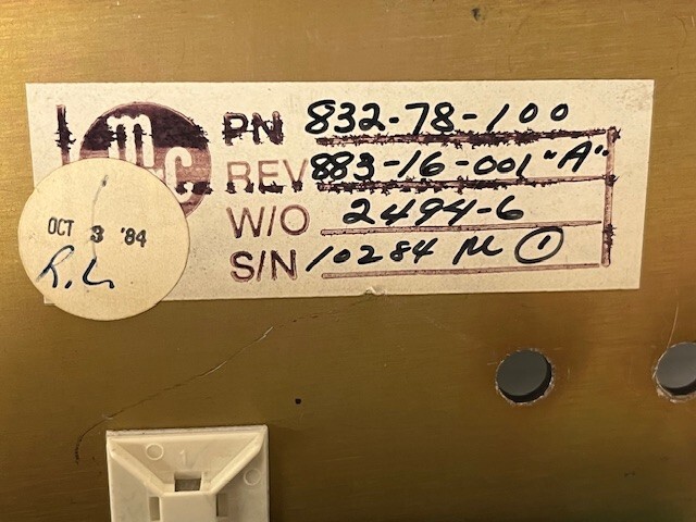 MRC Materials Research CORP. CONTROL DIAGNOSTICS CONTROL PANEL P/N 832-78-100