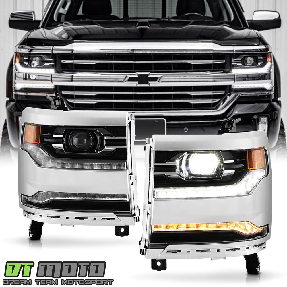 2016-2018 Chevy Silverado 1500 Chrome DRL Projector Headlights SET