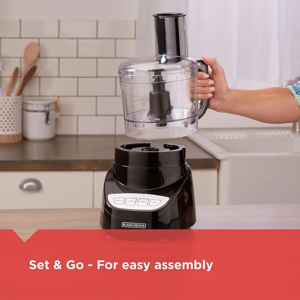Black Decker Easy Assembly 8 Cup Food Processor with Stainless Steel Blade