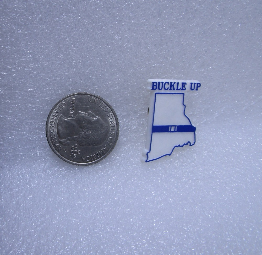 Buckle Up Rhode Island Plastic Pin