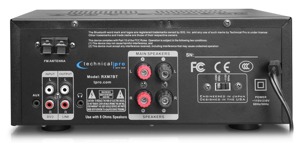 Technical Pro RXM7BT Home Receiver Bluetooth Amplifier+(4) 6.5" Celing Speakers