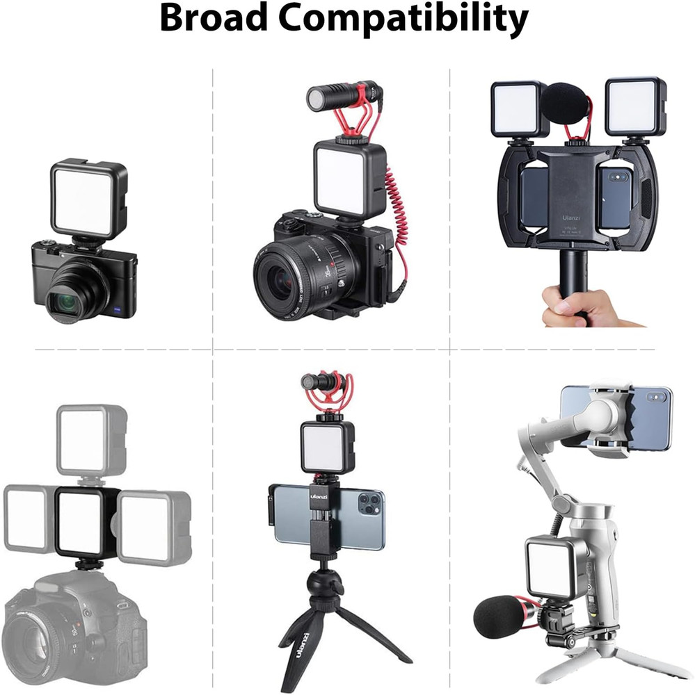 VL49 2000Mah LED Video Light W 3 Cold Shoe, Rechargeable Soft Light Panel, Porta