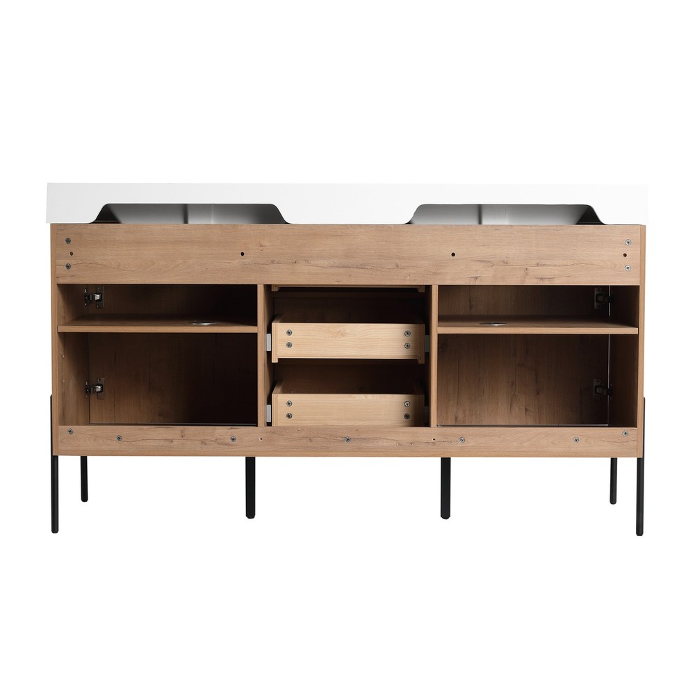 60" White Double Sink Vanity w/ Soft-Close Doors & 3 Drawers