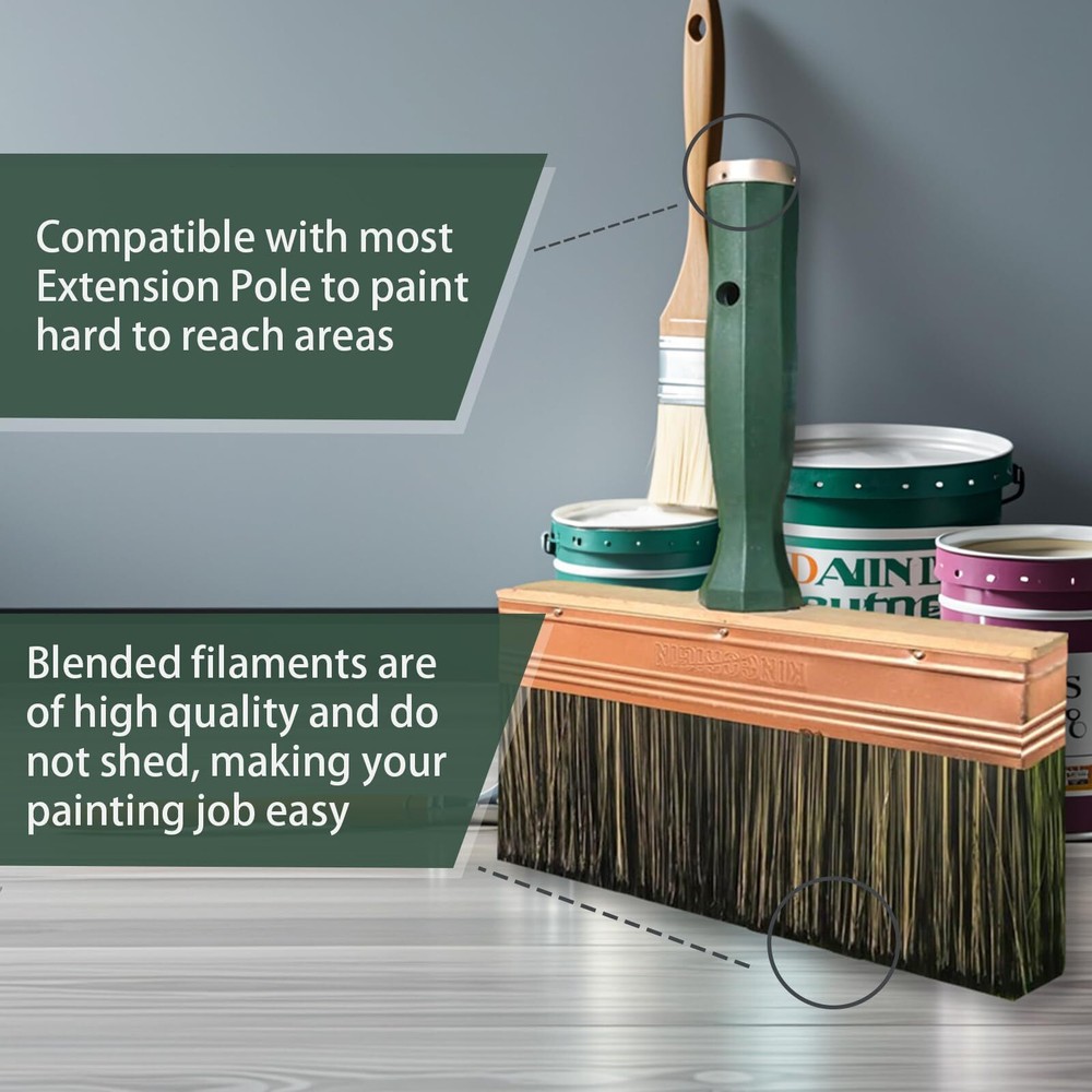 Deck Stain Brush 9 Inch Deck Paint Brush With Threaded Handle For Extension Use