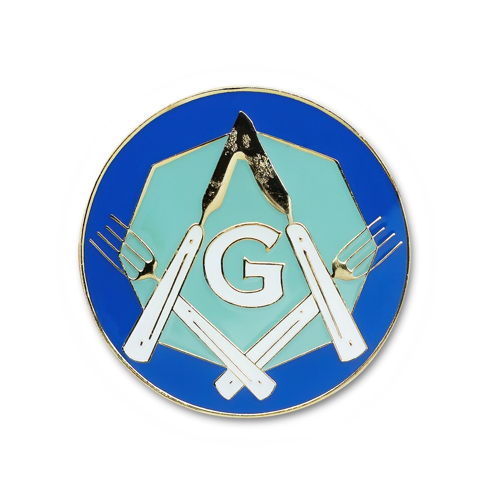 Square & Compass Forks & Knives Masonic Lapel Pin