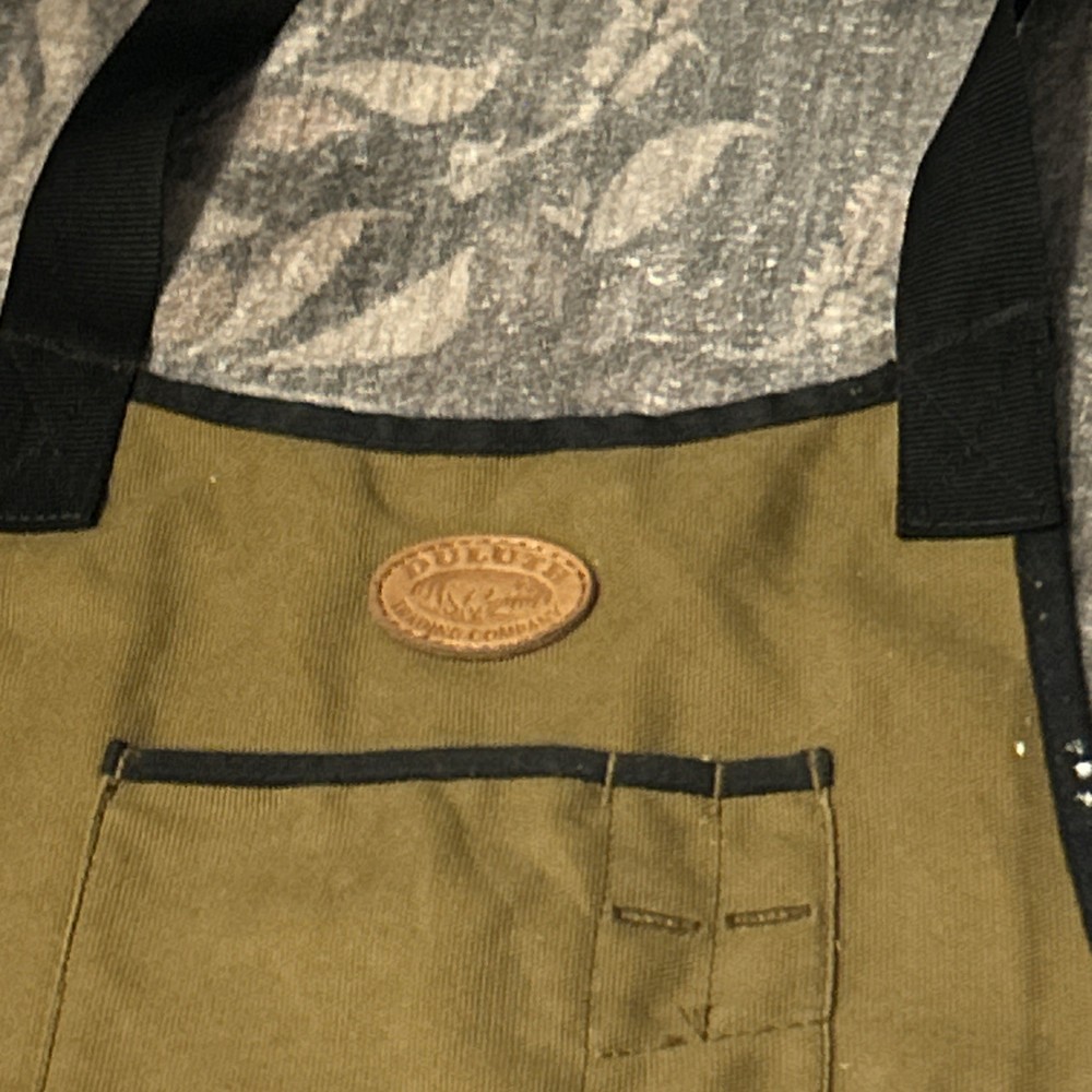 Duluth Trading Firehose Bib Work Apron Brown Carpenter Water Repel Hammer Loop