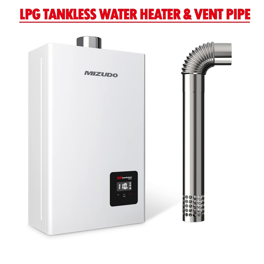 12L Tankless Water Heater Propane Gas Water Boiler 80,000 BTU w/Vent Pipe Kit