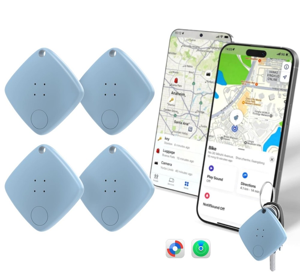 OTIC Dual-System Bluetooth Tracker Tags 4 Pack, Waterproof Item Finder Locato...