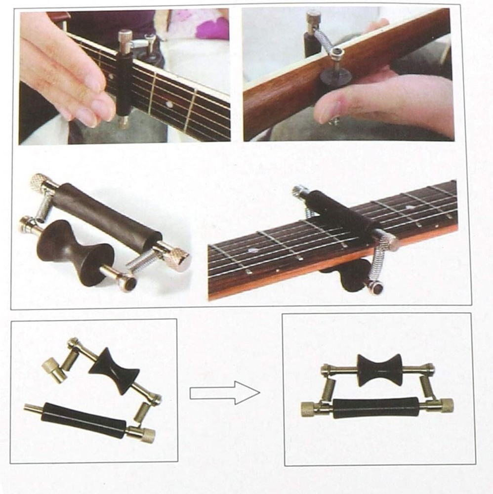 Guitar Rolling Capo Sliding Adjustable for Tuning silver + black
